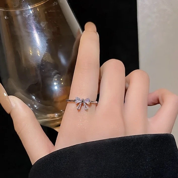 925银戒指 s925纯银蝴蝶戒指百搭高级感开口食指戒ins风轻奢指环