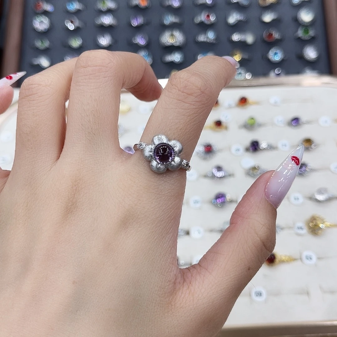 岫玉银S925镶嵌戒指戒指