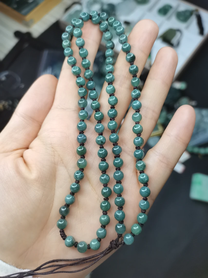 天然翡翠A货 挂吊坠珠链 珠子卡5.8mm