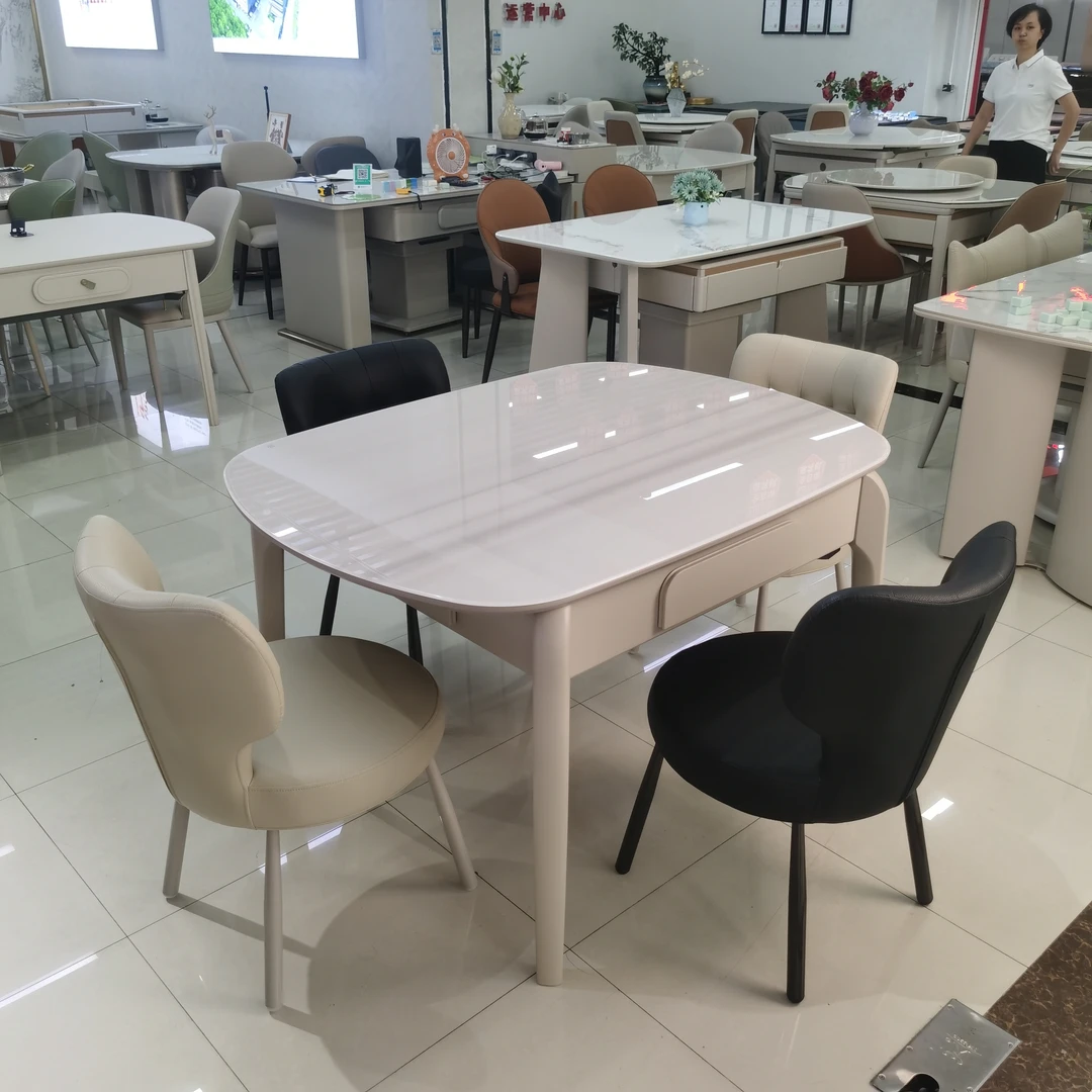 现代风全实木火锅暖菜板麻将餐桌两用