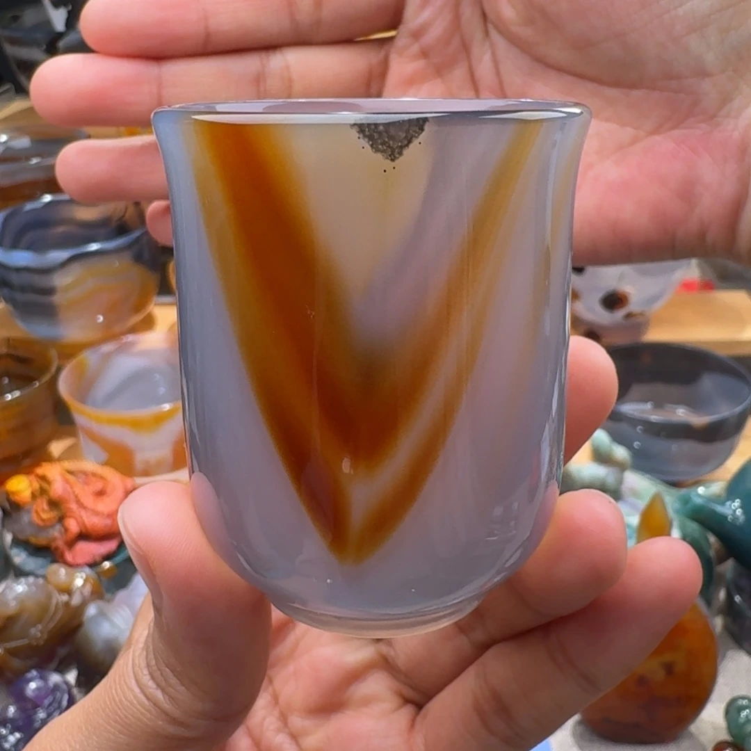 玛瑙/玉髓玛瑙茶杯70毫升未镶嵌