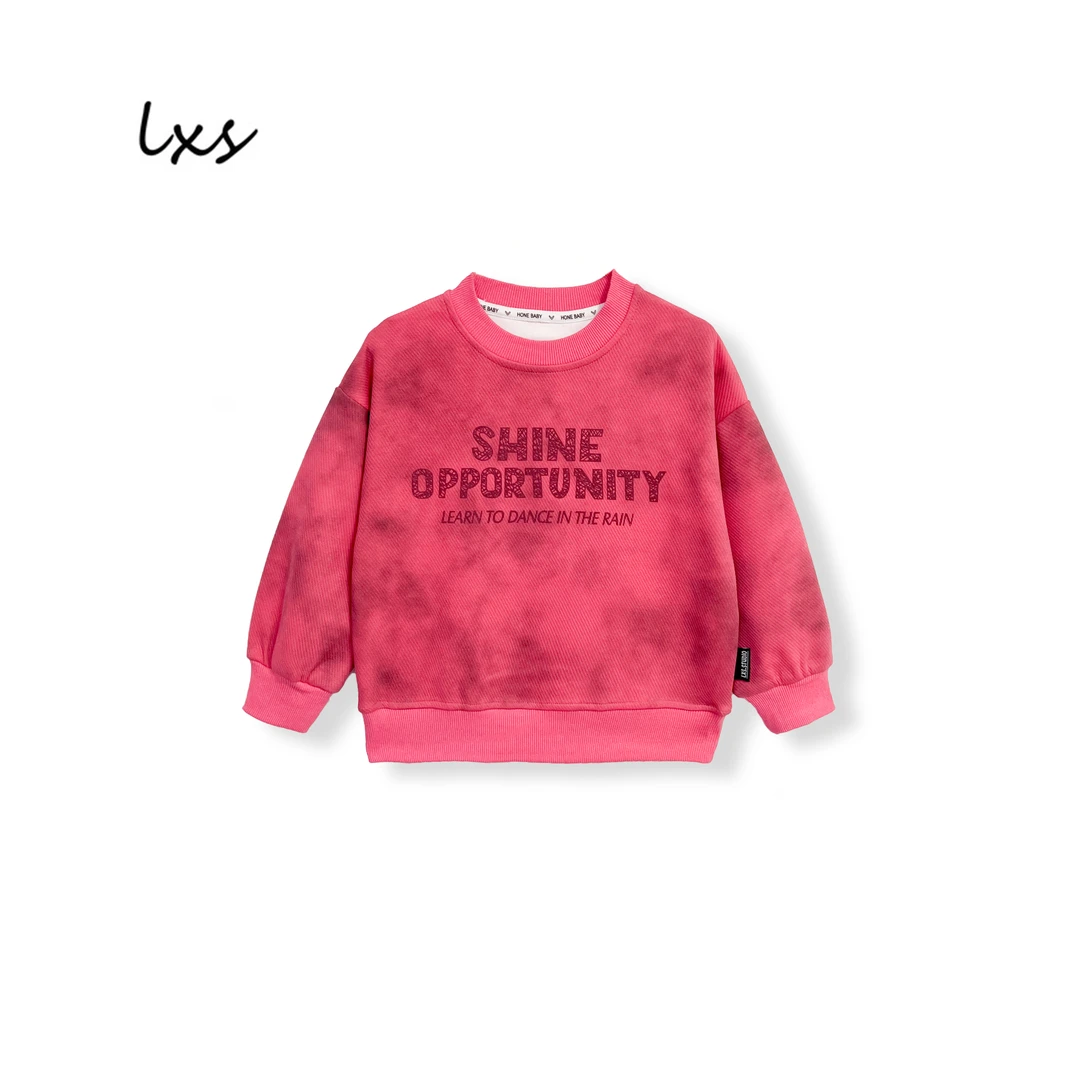 舅舅严选童装秋款玫红时尚百搭休闲潮流长袖儿童圆领套头卫衣Q933