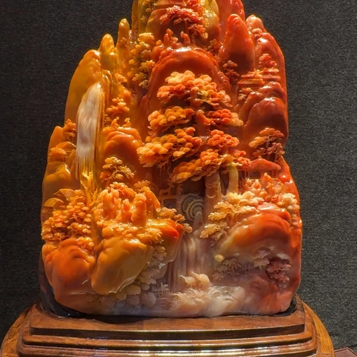 美***丽寿山石山水摆件艺术品