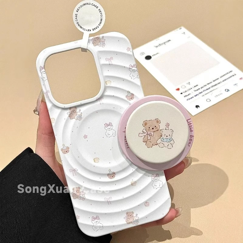 可爱礼帽蝴蝶结小熊苹果15/16promax手机壳14/13磁吸12/11太阳壳x