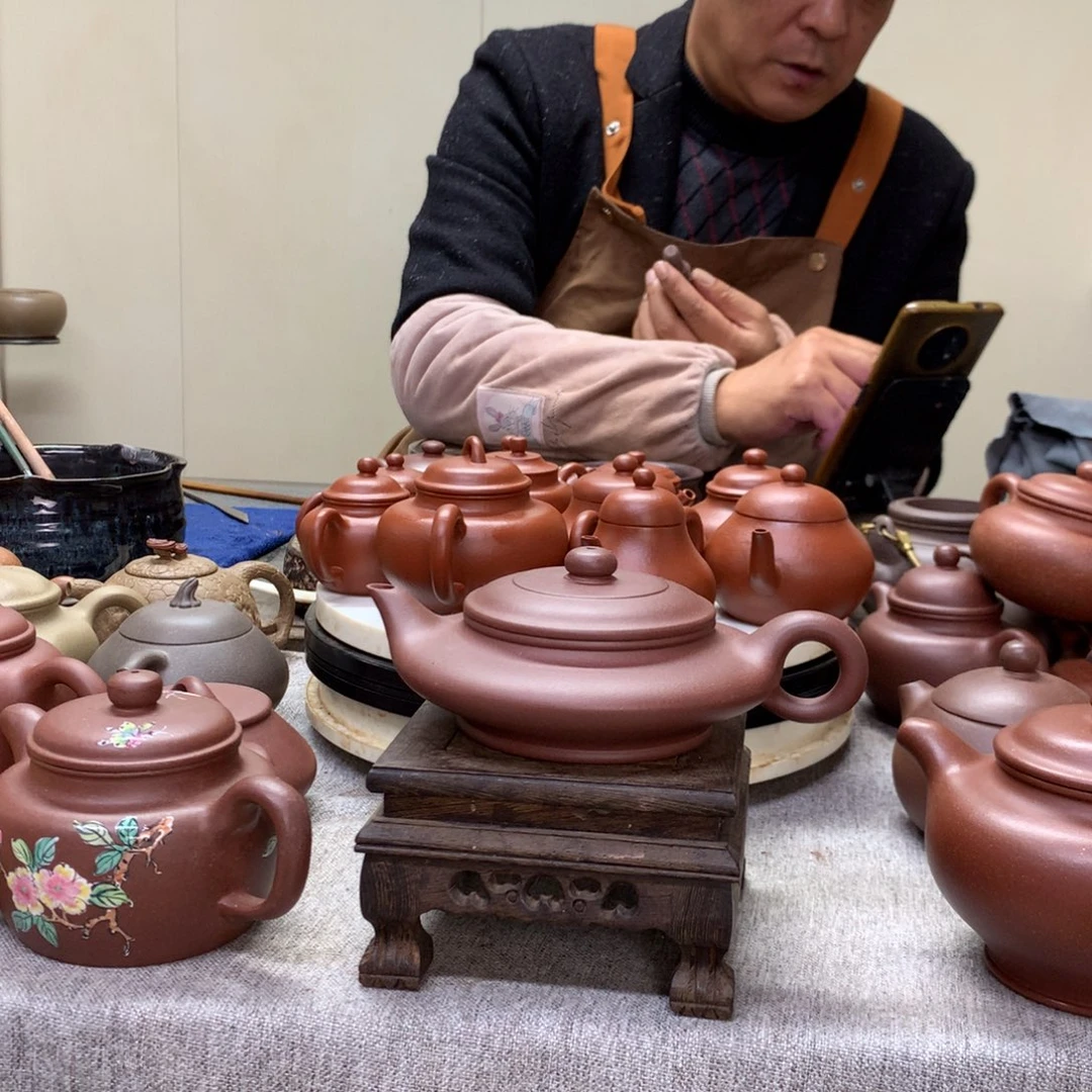 茶壶紫泥虚扁260 C半手工制作