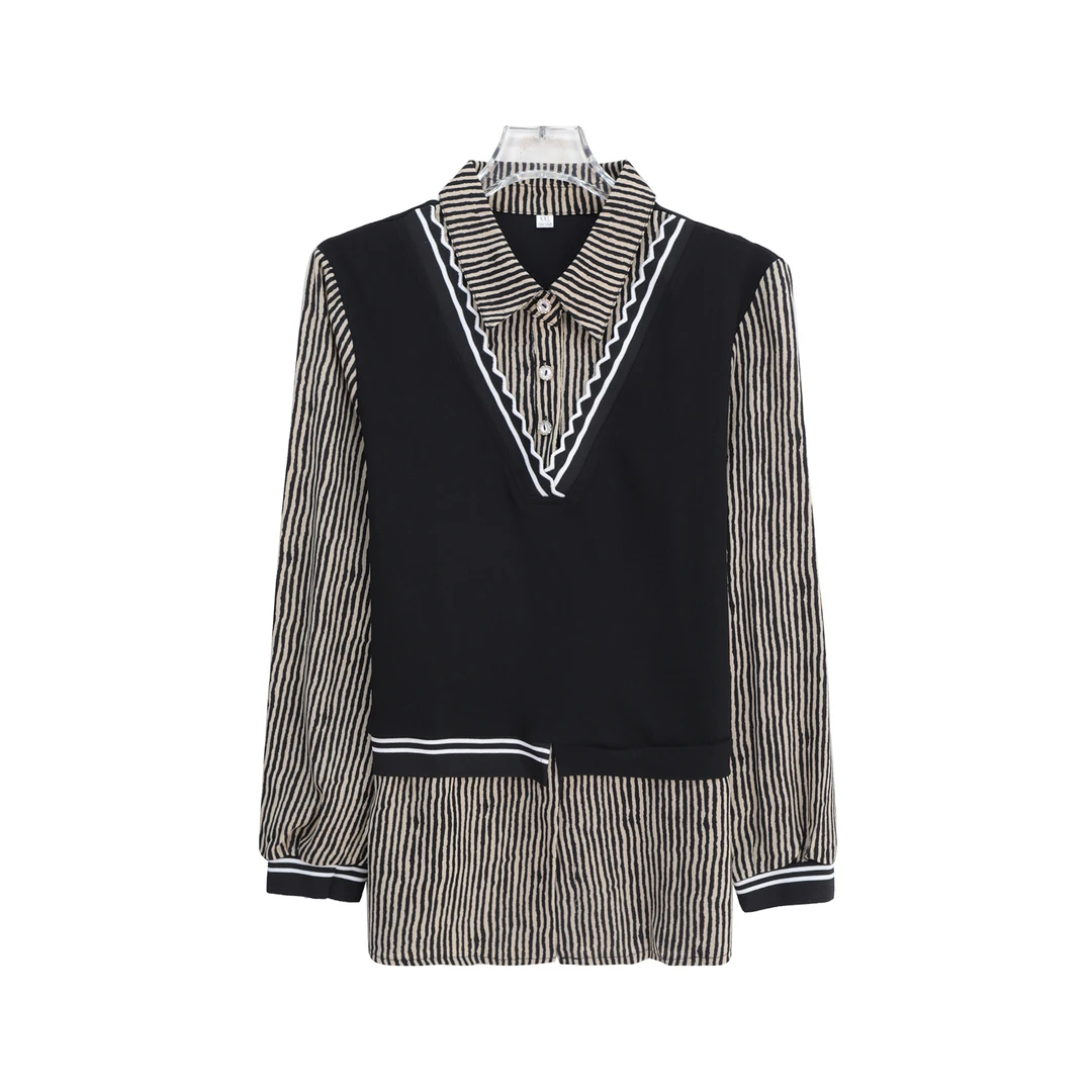 时尚百搭假两件新款韩版宽松洋气长袖衬衫上衣S3177