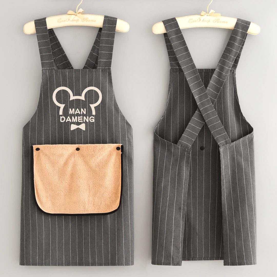 2025新款卡通透气围裙家用厨房做饭夏季耐脏男女围腰定制LOGO印字