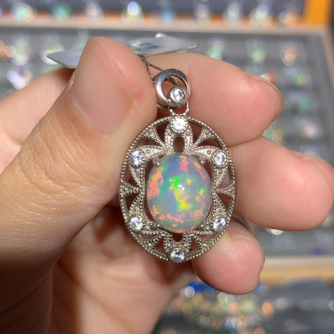 银S925镶嵌欧泊欧泊吊坠y