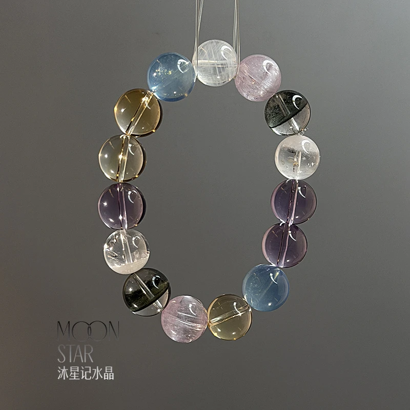 【安云MINI】天然黄水紫水晶紫锂辉搭配绿幽灵