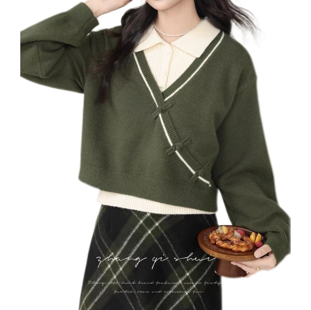 【ZBT直播间】《诗意岸然》毛衣新款冬季假两件针织衫半裙NZ12705