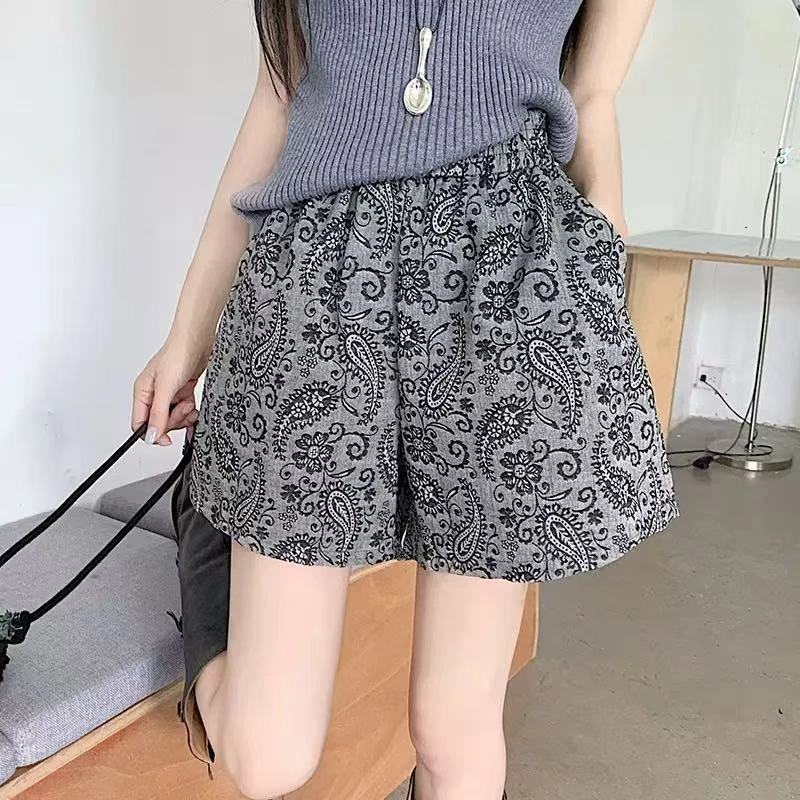 INBAIHU/茵百慧工厂直发 夏季女士宽松高腰短裤 女款松紧腰休闲裤