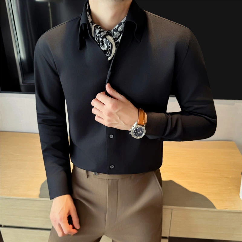 2026春装新款法式V领立体裁剪精细做工打底衬衫长袖黑色休闲衬衣