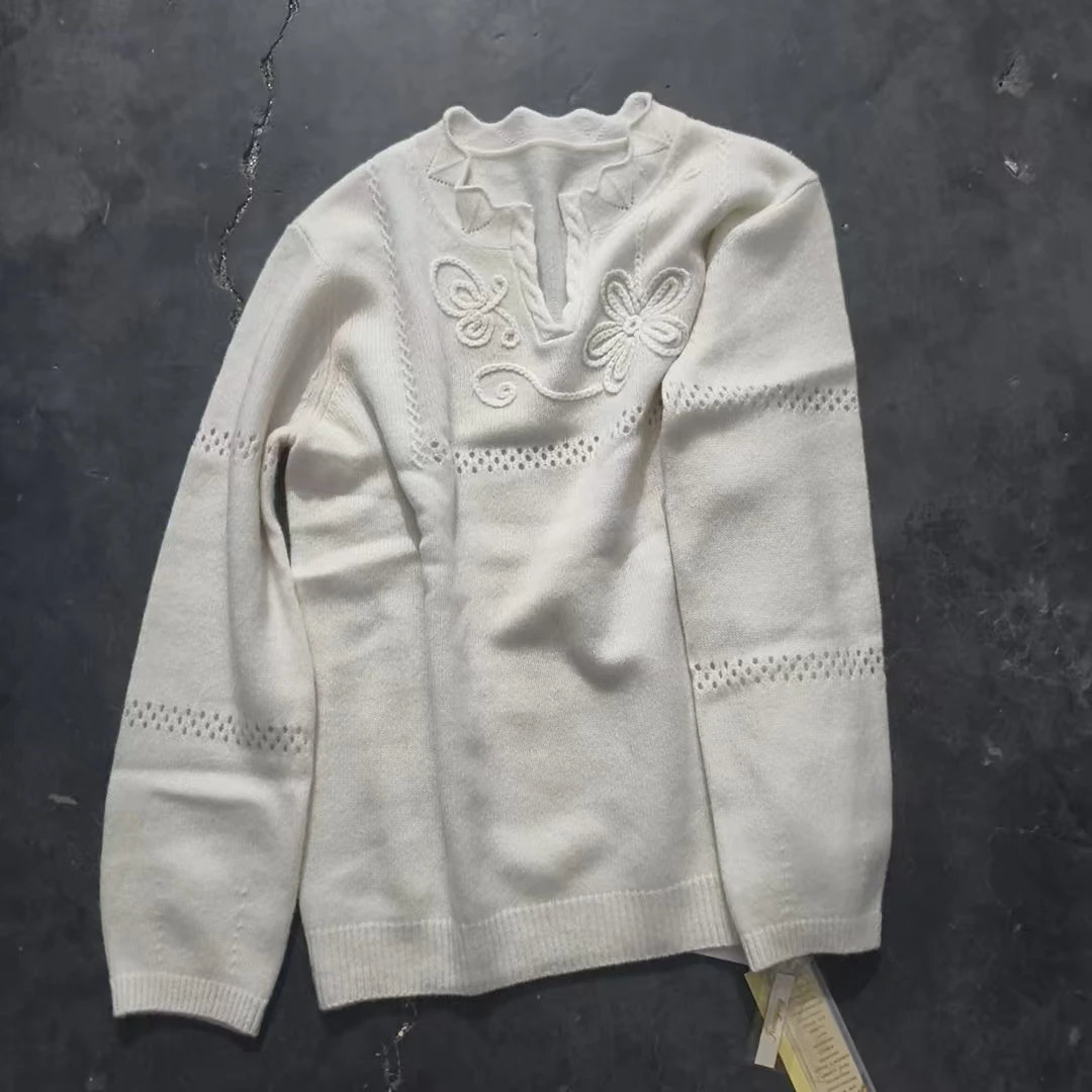 【100山羊绒】254276手工钩花套头衫