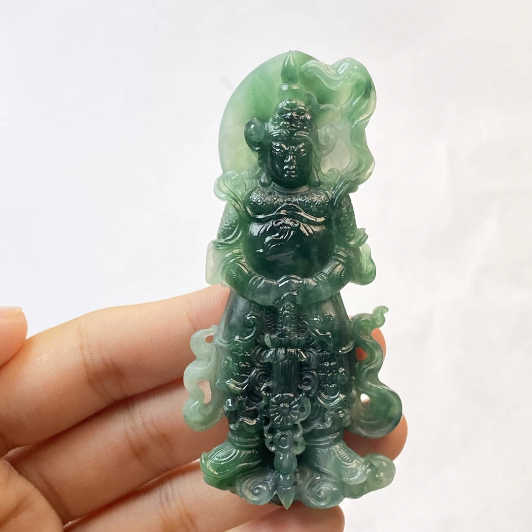 天然翡翠吊坠挂件韦陀