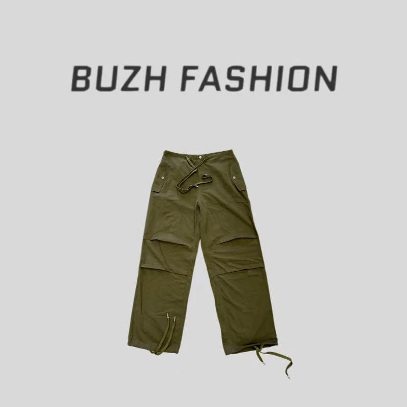 BUZH春夏新款美式随性穿搭休闲束脚抽绳休闲工装裤