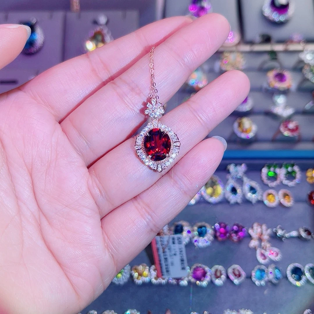 吊坠(赠链)银S925镶嵌石榴石