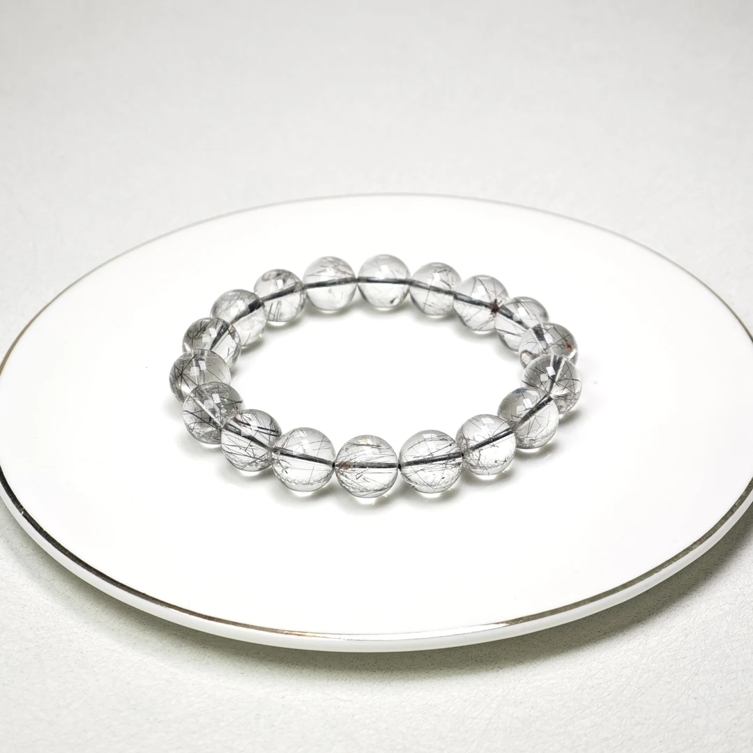 晶匠天然黑发晶手串11mm+  多样性发一  编号M38554精选