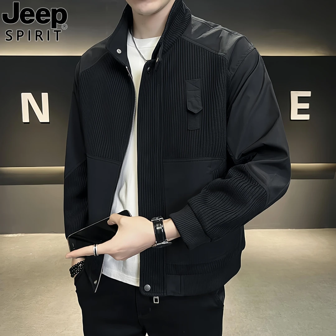 Jeep吉普针织外套男士春秋季2025新款商务休闲夹克上衣轻奢飞行服