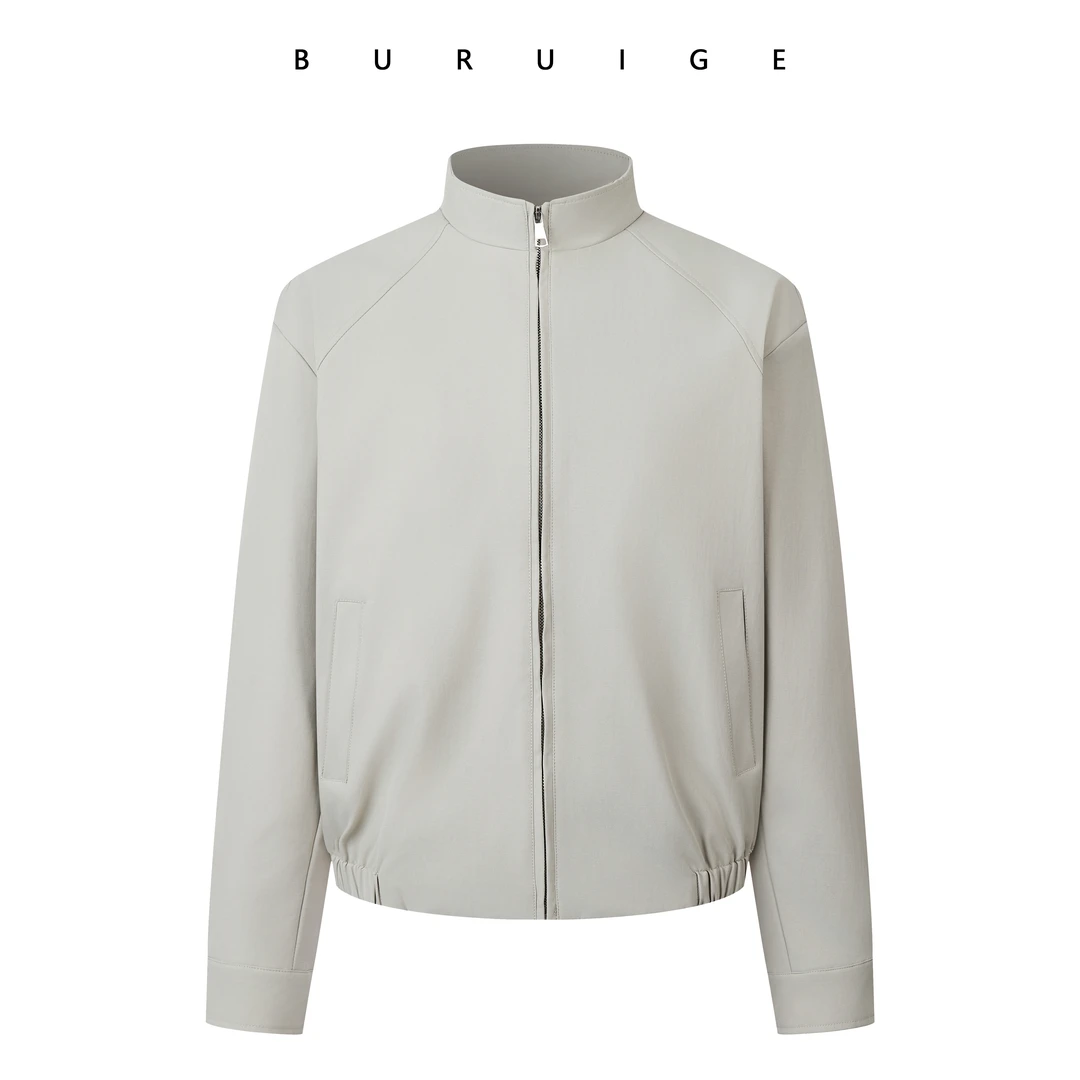 BURUIGE短款小立领夹克秋季垫肩外套cleanfit百搭小个子上衣