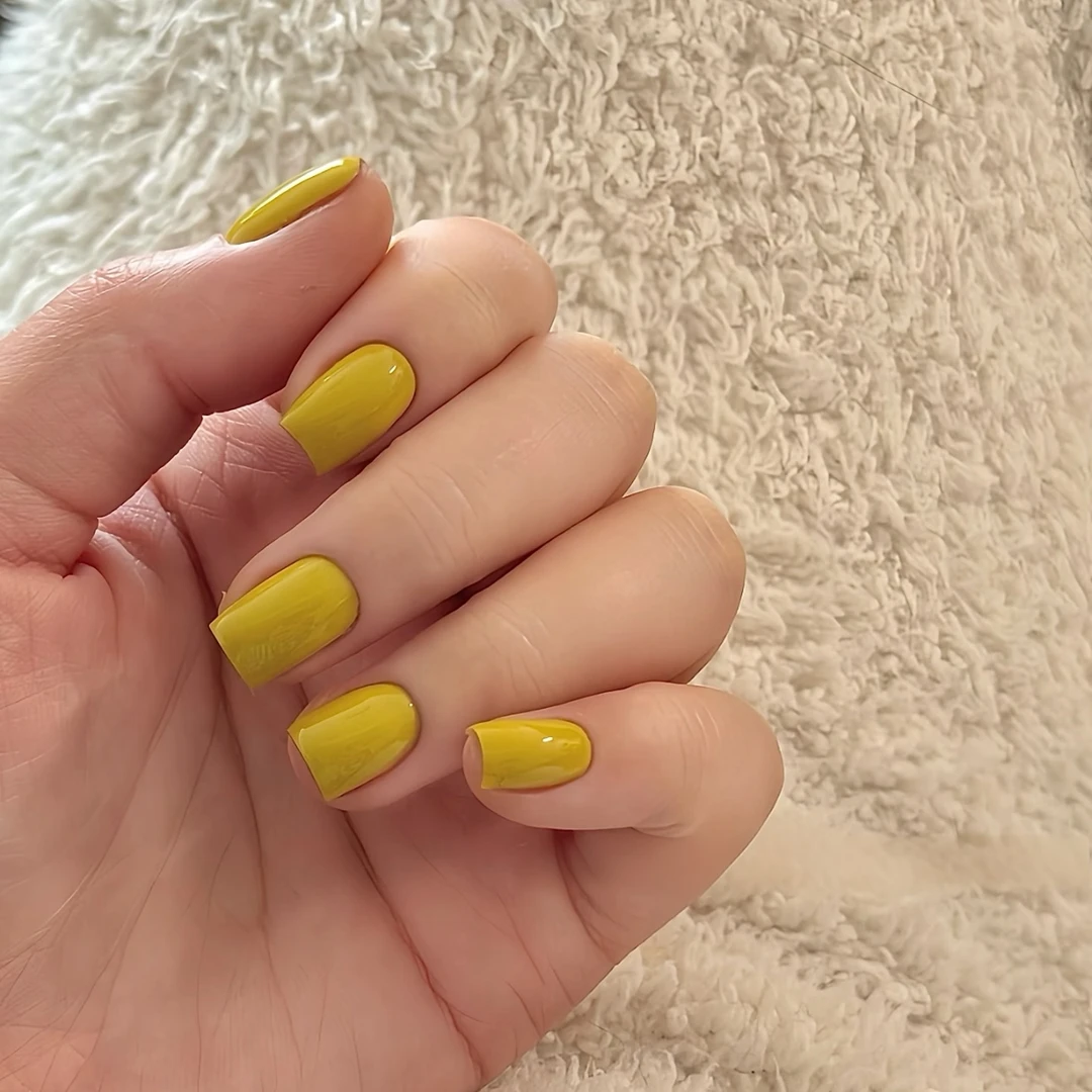 【芥末黄】纯手工穿戴甲10片夏季穿戴甲轻奢气质美甲贴