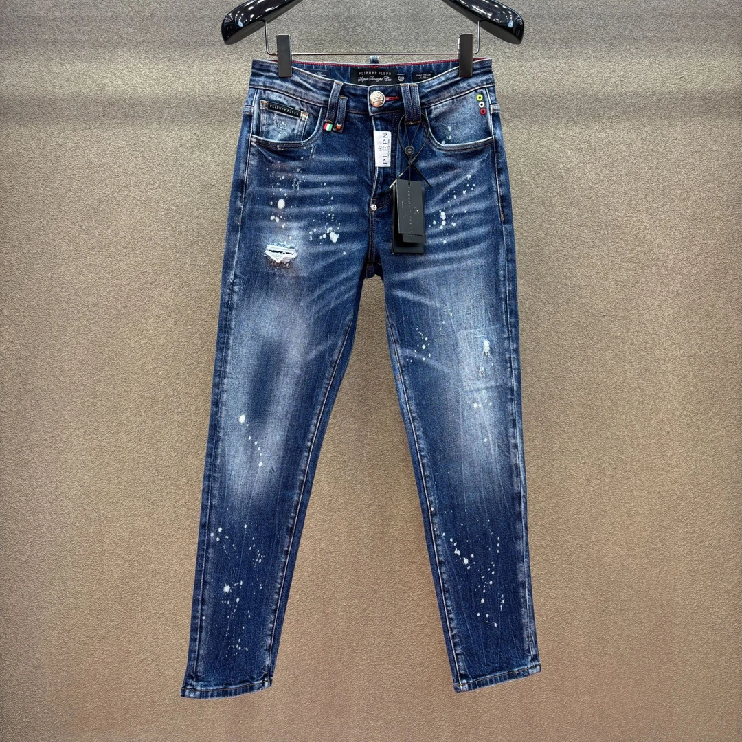 PLIPHPP PLEPN 2025新款经典宝石蓝潮流修身弹力牛仔裤男士9903