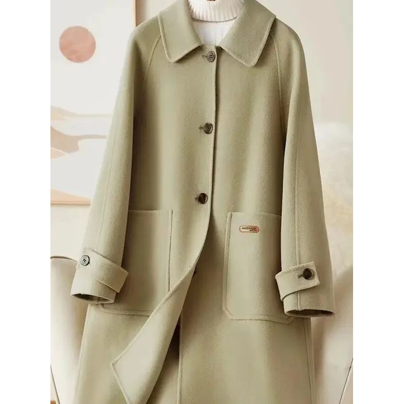 431-440女士百搭显瘦双面羊毛大衣毛呢外套