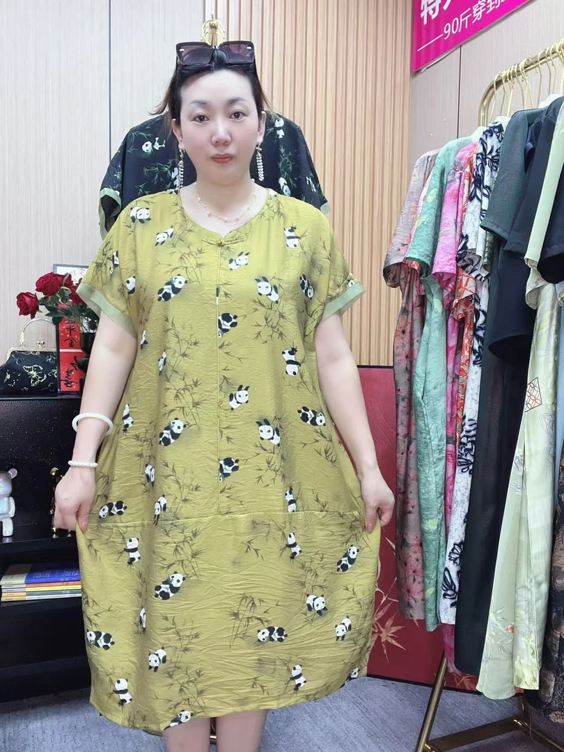 【90斤-210斤】2025灯笼裙提花中老年女装妈妈装中长款立领时尚薄款