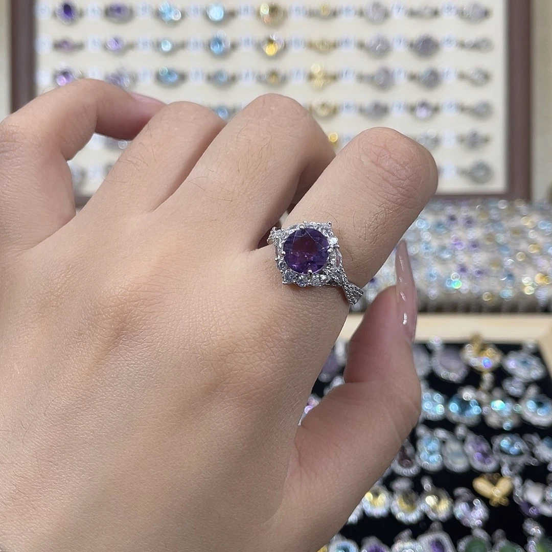 戒指银S925镶嵌紫晶