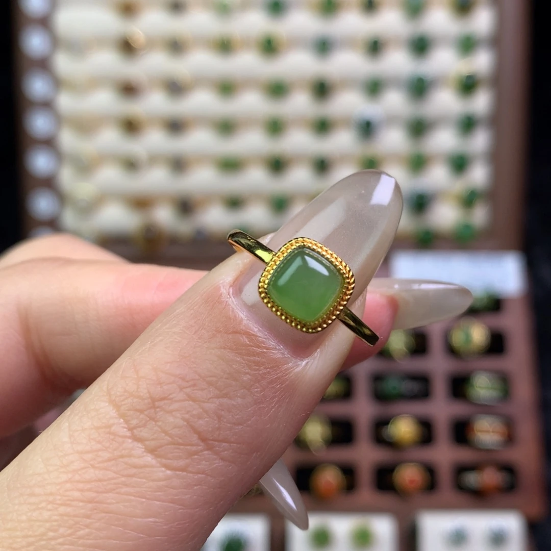 和田玉银S925镶嵌戒指