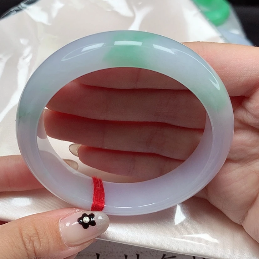 【闪购商品】翡翠手镯未镶嵌59圈冰胶细腻宽版春彩