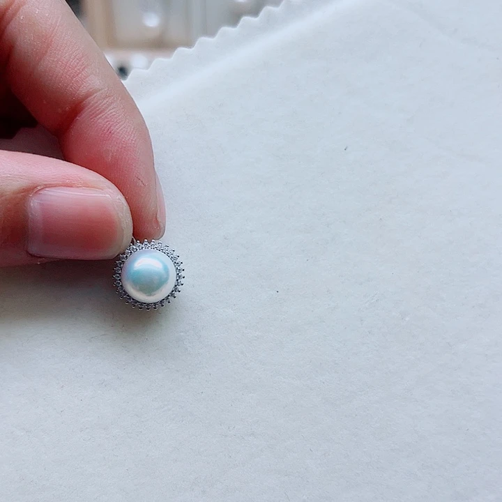 银S925镶嵌淡水珍珠耳饰