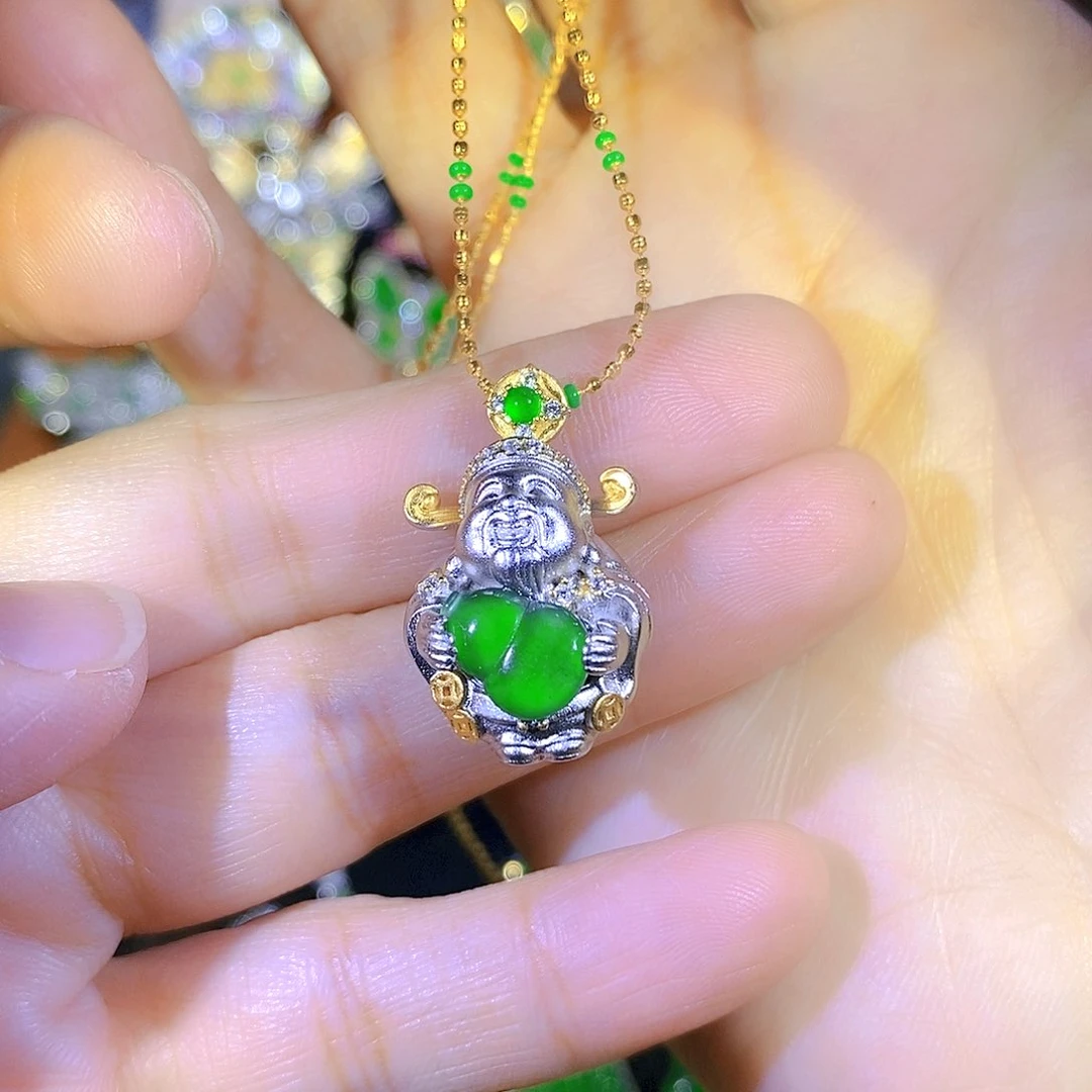 吊坠(不含链)银S925镶嵌翡翠