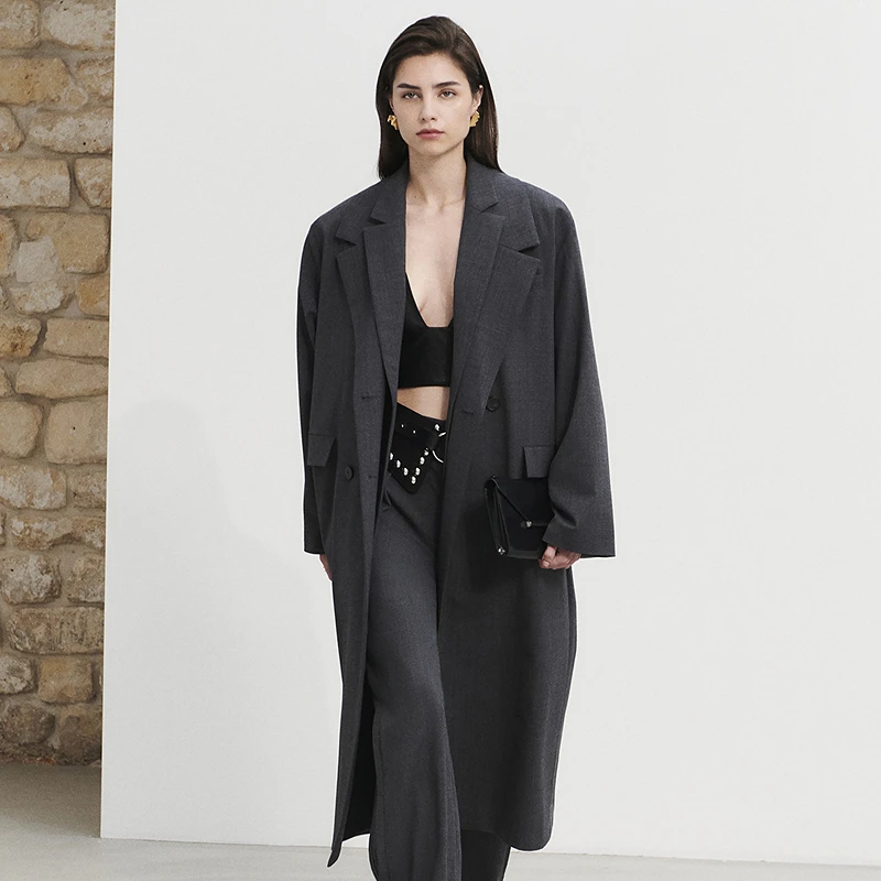 IRO Night 烟灰色西装外套大衣法式轻奢25早春新款