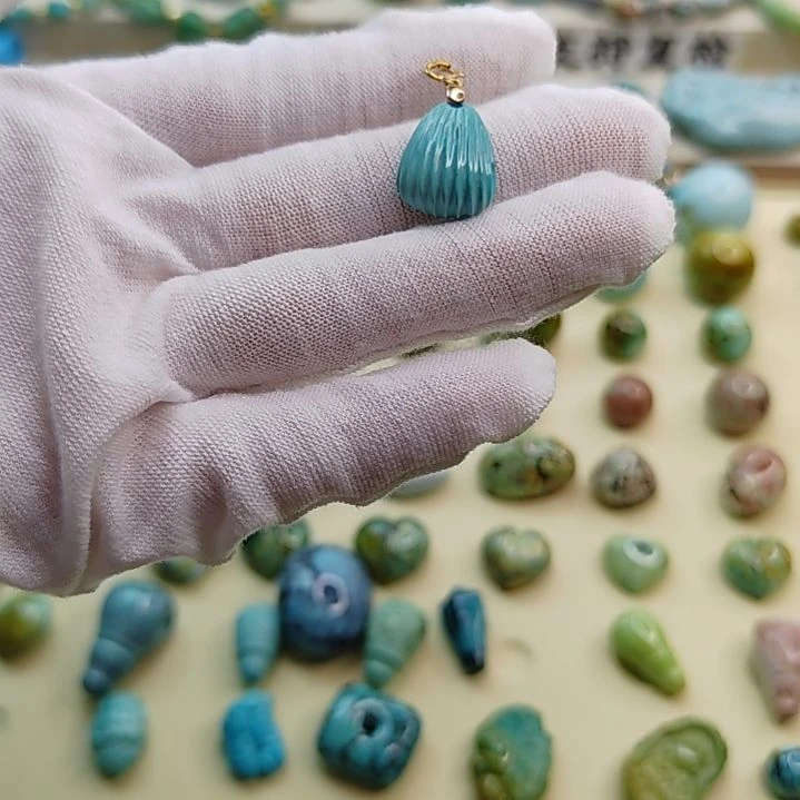 绿松石银S925镀金镶嵌17尺寸