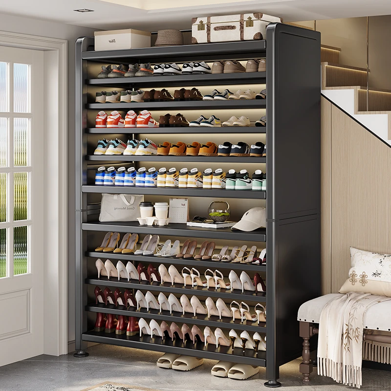 帅仕鞋柜家用门口大容量多层储物收纳柜一体靠墙层高任调钢制鞋架