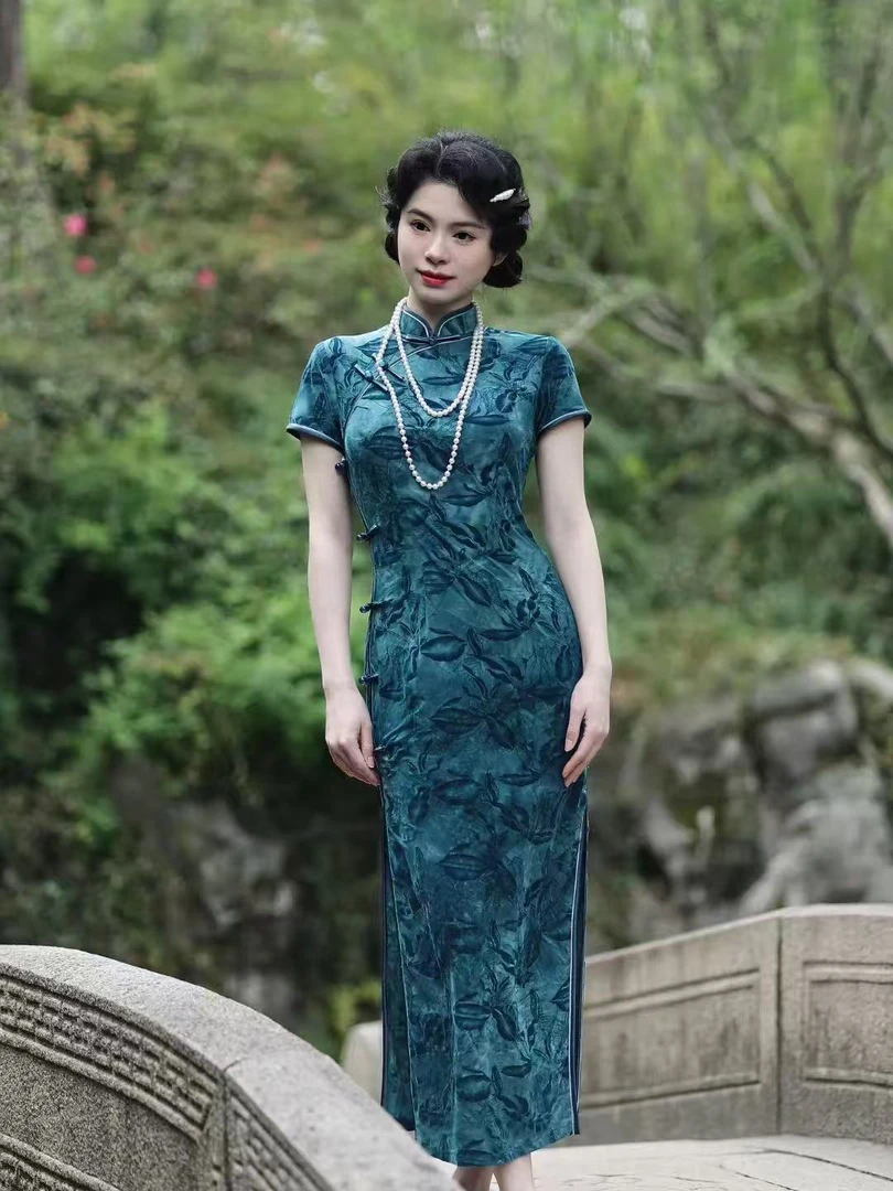 一纸江南｜如愿2025春夏新款年轻时尚花纹圆襟印染日常新中式旗袍