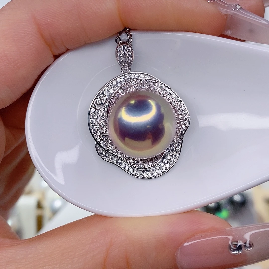 轩***凉银S925镶嵌淡水珍珠吊坠(赠链)15➕