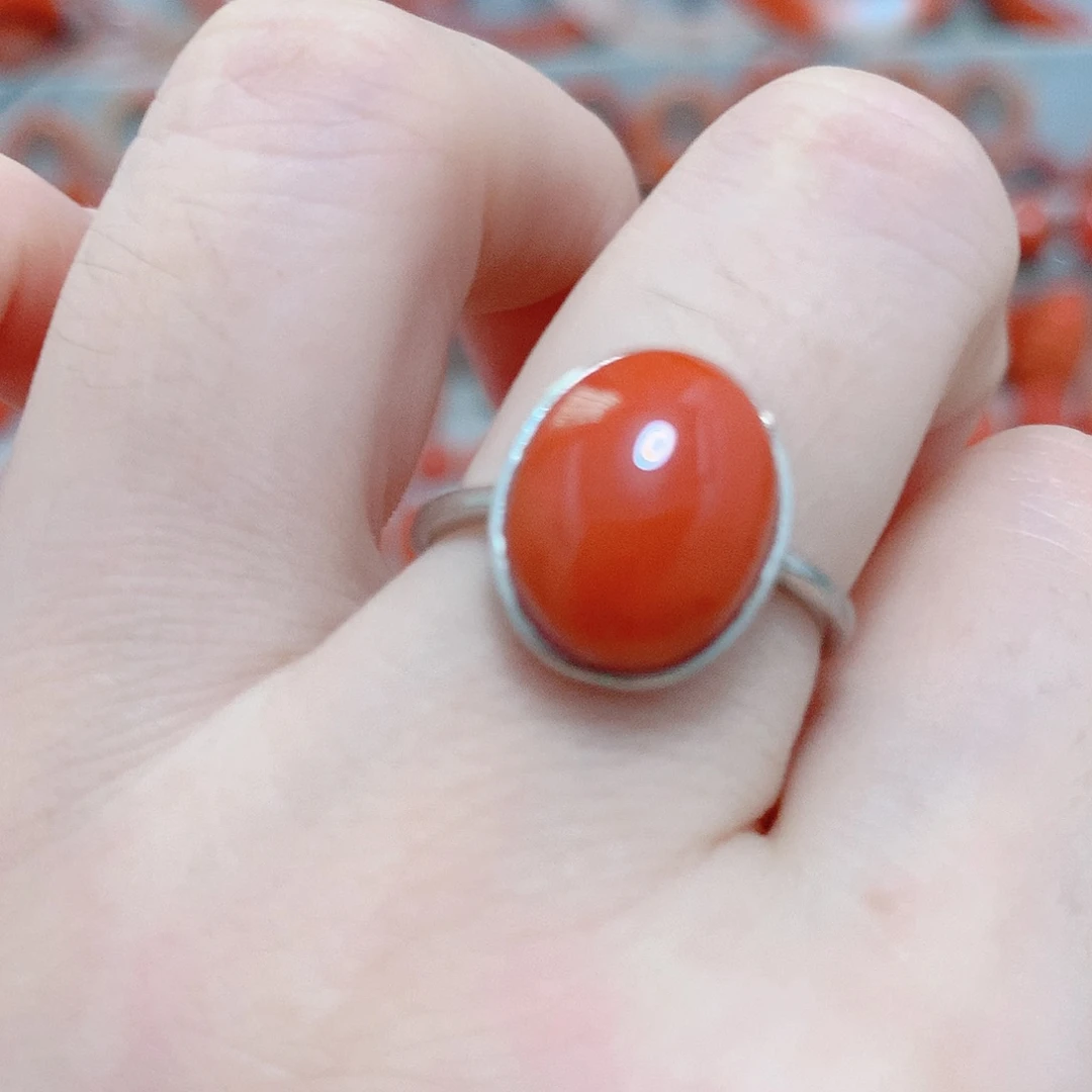 银S925镶嵌南红玛瑙戒指