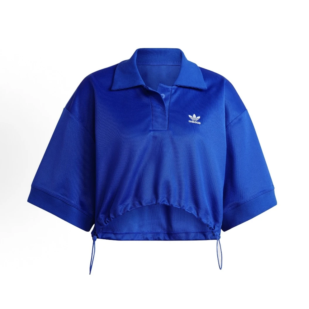 adidas originals 辣妹系列短款短袖Polo衫女款亮蓝色IC5587