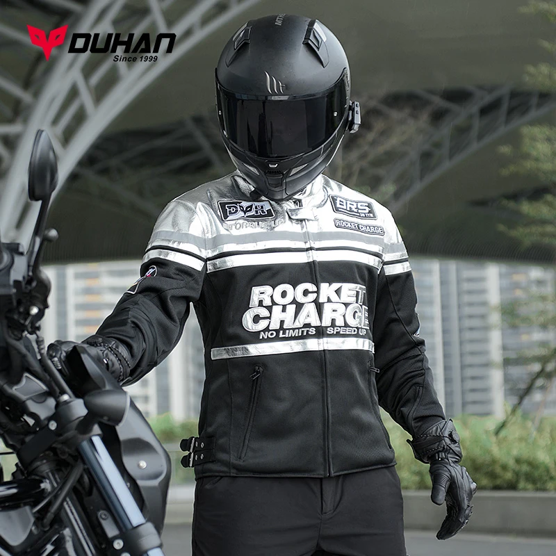 duhan/杜汉杜汉夏季骑行服立领撞色皮衣美式刺绣春夏山系老钱风