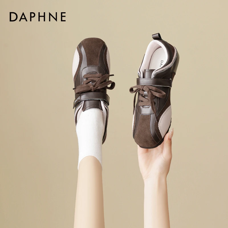 达芙妮平底休闲鞋女秋季2025新款芭蕾舞鞋魔术贴阿甘鞋百搭德训鞋