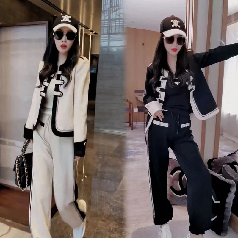 小香风时尚套装女2024年春秋季新款显瘦短外套气质阔腿裤两件套潮