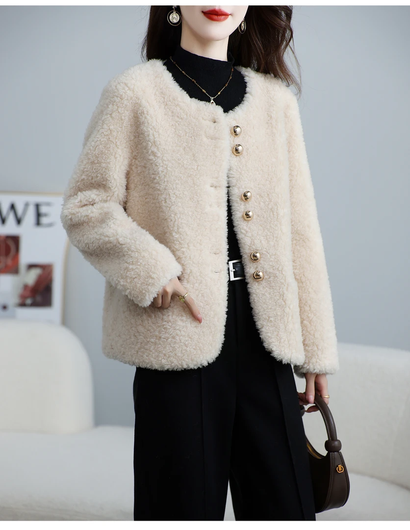 冬季加绒加厚款小香风日奢风圆领休闲风短款短外套秋冬洋气