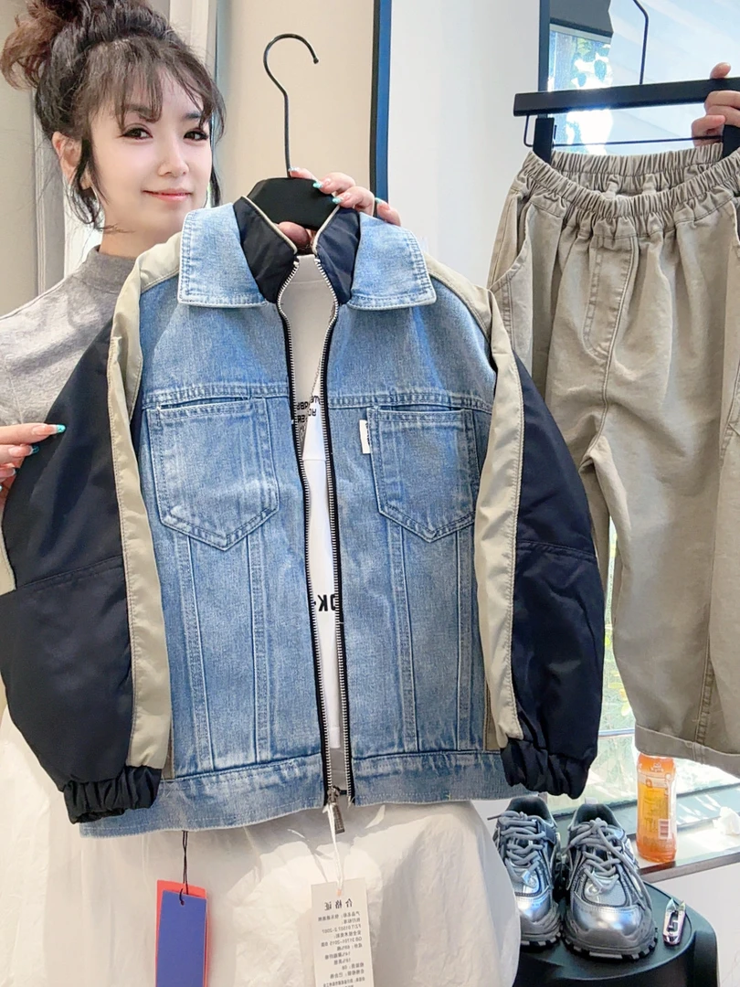 儿童外套2025新款POLO领中国风春秋牛仔外套春款拼接cleanfit风