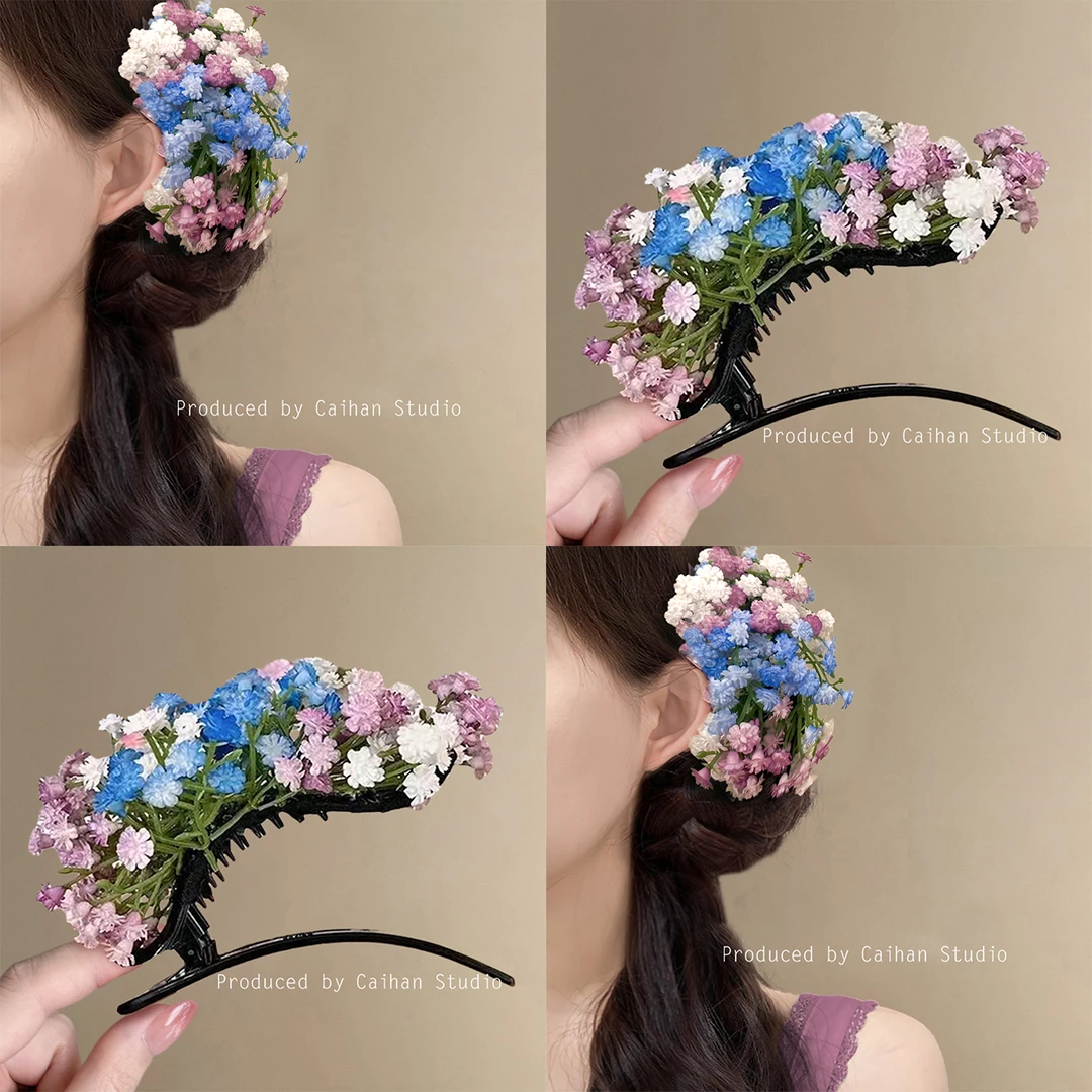 花野集~刘亦菲同款满天星发夹边夹侧边神仙姐姐气质鸭嘴夹盘发器