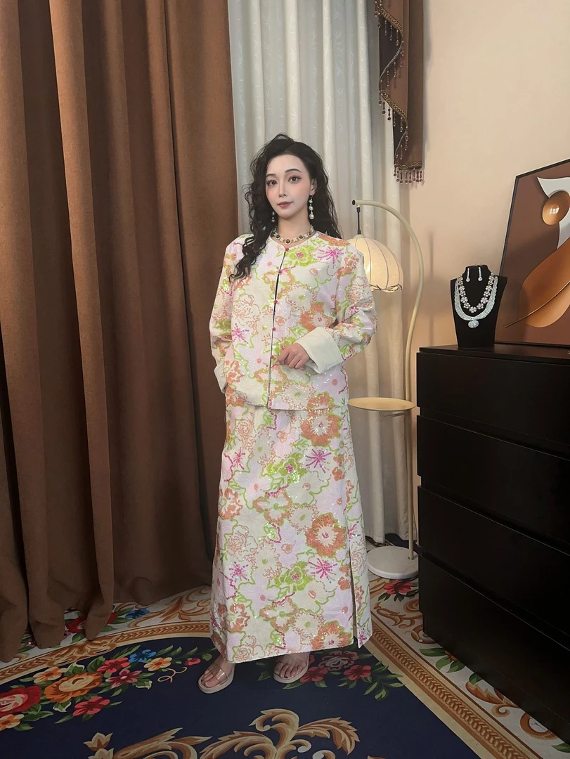 【君哥】迪拜风重工刺绣时尚洋气优雅手缝套装079