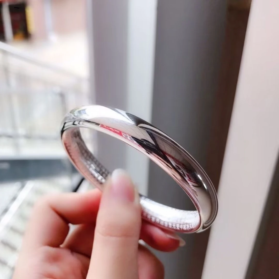 足银手镯 【H45】42g999.9光面泥鳅背贵妃心经手镯时尚亮面百搭