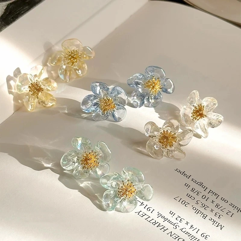 非金属亚克力耳饰 彩色花朵耳钉女新款耳环高级感气质百搭耳饰潮