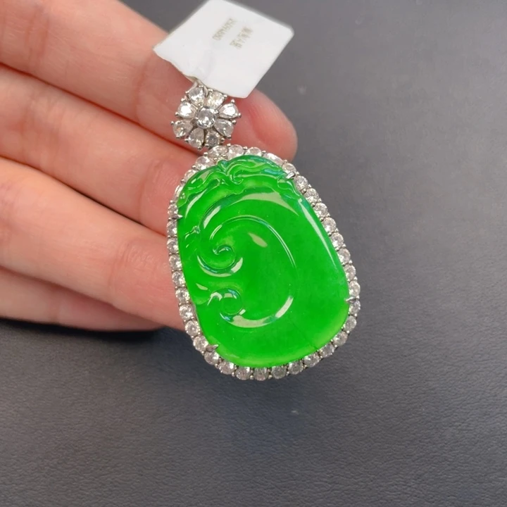 翡翠银S925镶嵌吊坠(不含链)