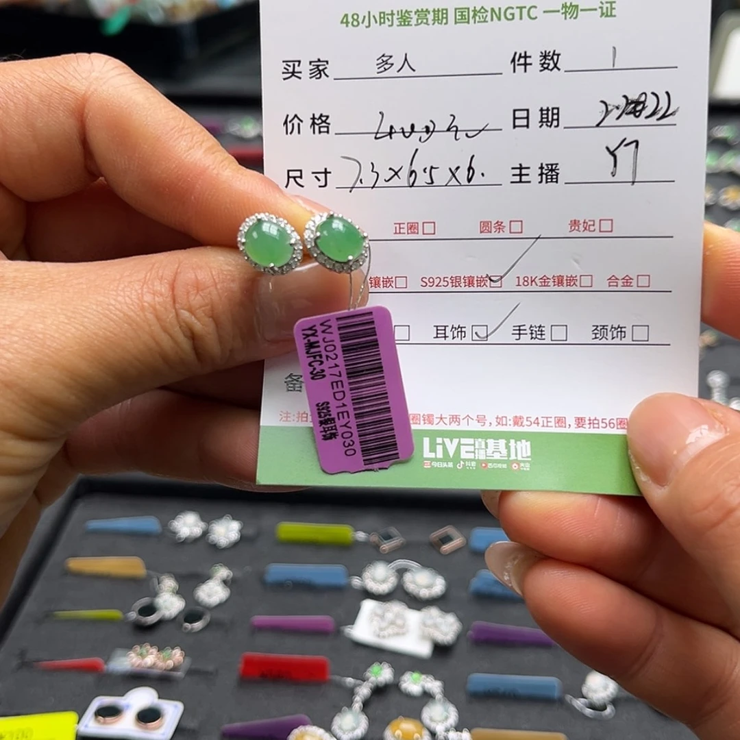 【闪购商品】翡翠耳饰银S925镶嵌多人